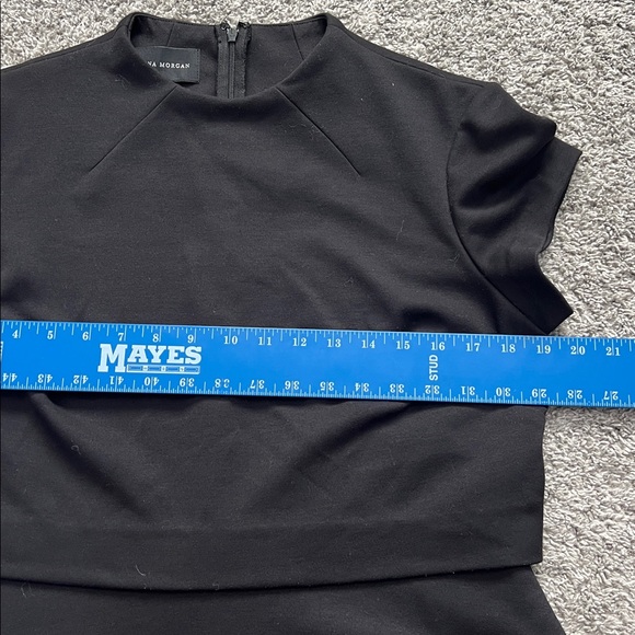 Donna Morgan Black Short Sleeve Midi Cocktail Dress Back Zip - Size 10 - Picture 8 of 10